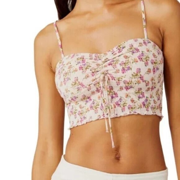 Free People Maia Convertible Bandeau Top Women S NWT Stretch Floral Crop - Picture 1 of 12